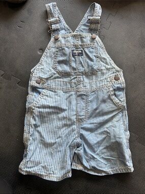 OshKosh B'gosh Light Blue Pinstripe Denim Short Overalls